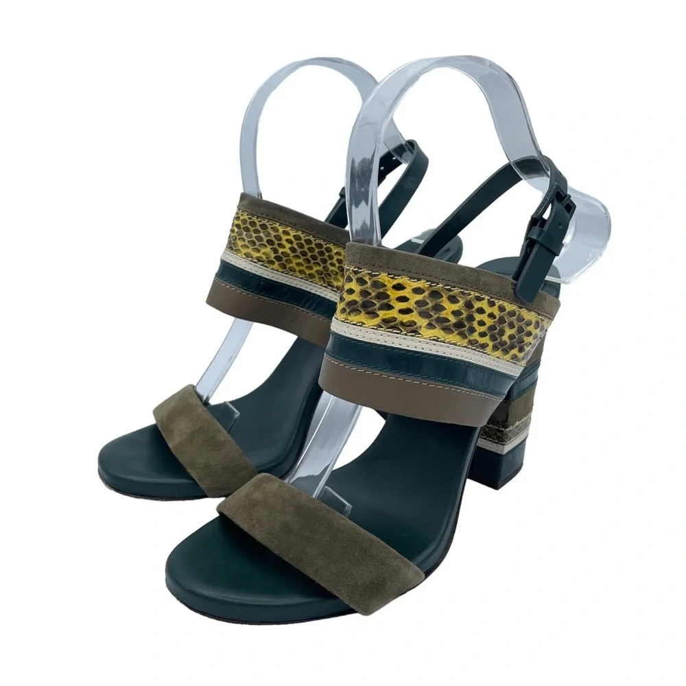 Tory Burch Edina Slingback Sandals 7 Green